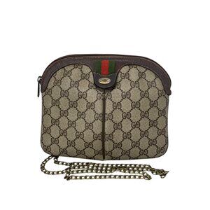 Gucci GG Supreme Monogram Sherry Line Shoulder bag Crossbody in Beige and Brown